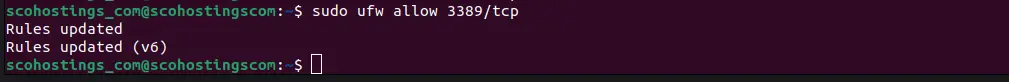 allow xrdp port 3389 on ufw firewall
