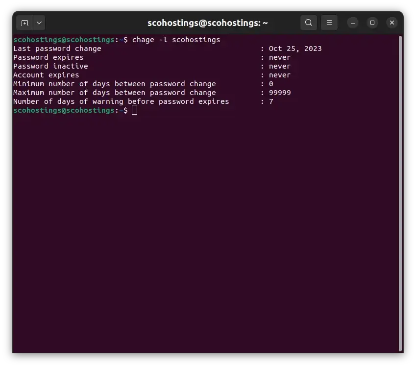 List Users with chage command in Linux