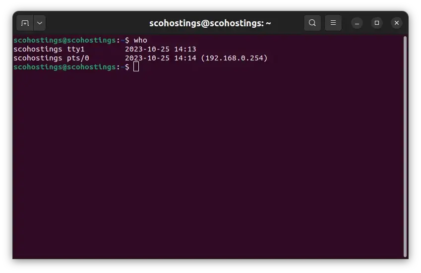 Linux who command