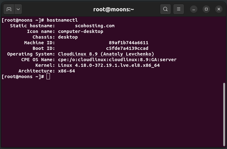 usage of linux command hostnamectl