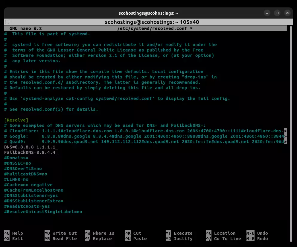 resolved.conf with nameservers