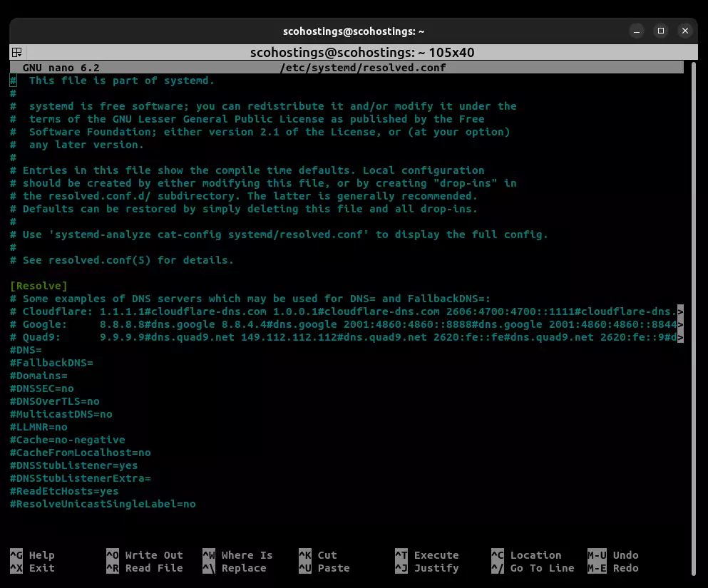 Default resolved.conf