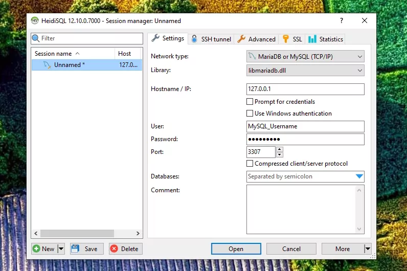 HeidiSQL settings