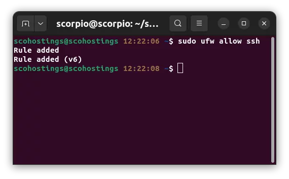 UFW allow ssh connection