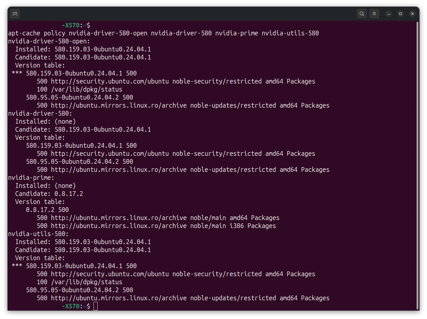 NVIDIA drivers package source